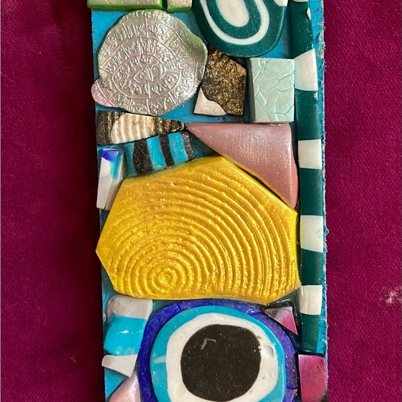 Handmade Polymer Clay Mosaic Art “Protection”   Plaque Original On Wood - Picture 4 of 10